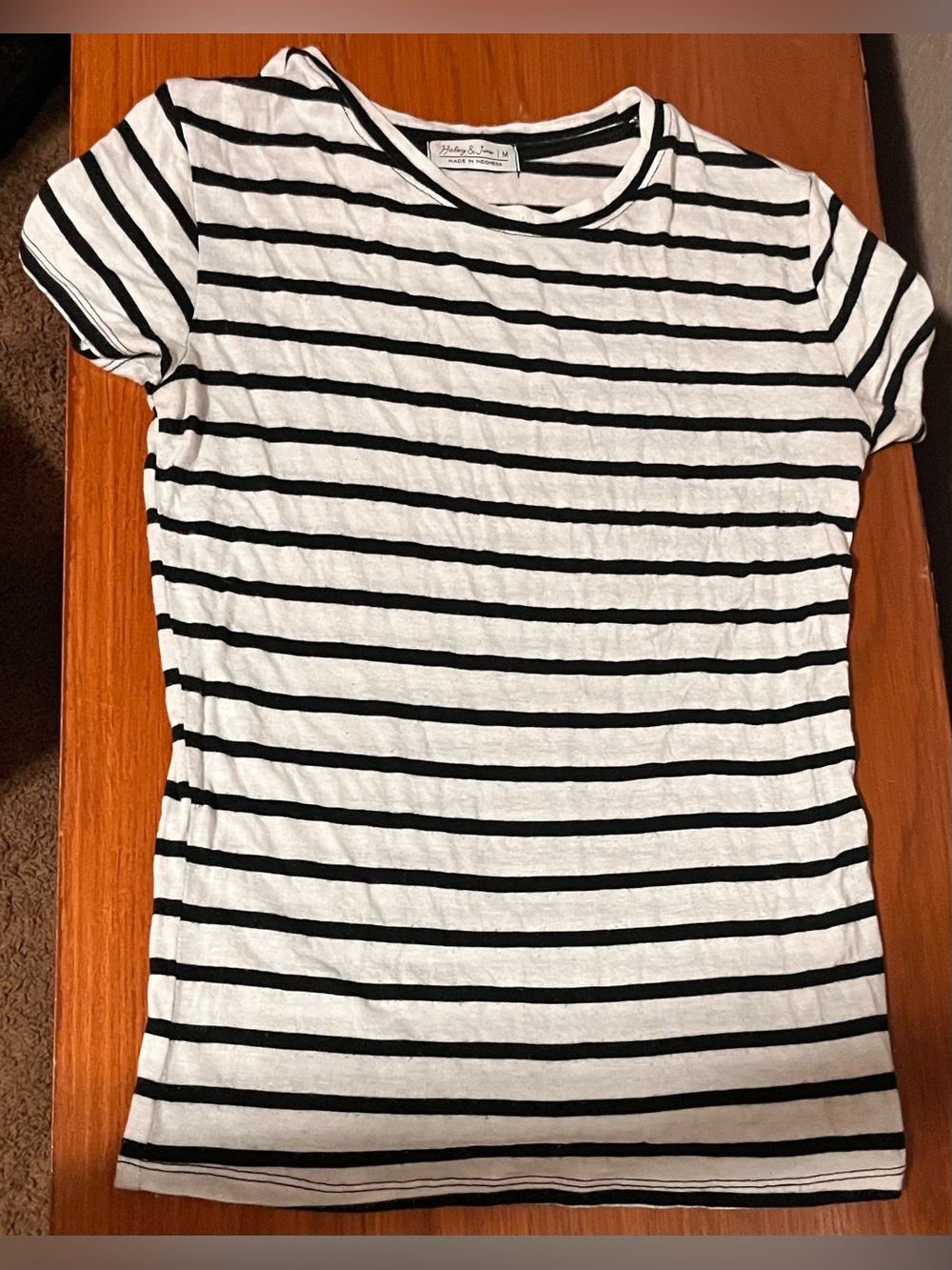 Women’s Striped Crewneck Tee by Haley & June — Black/White